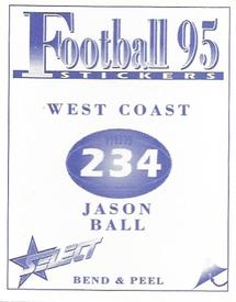 1995 Select AFL Stickers #234 Jason Ball Back